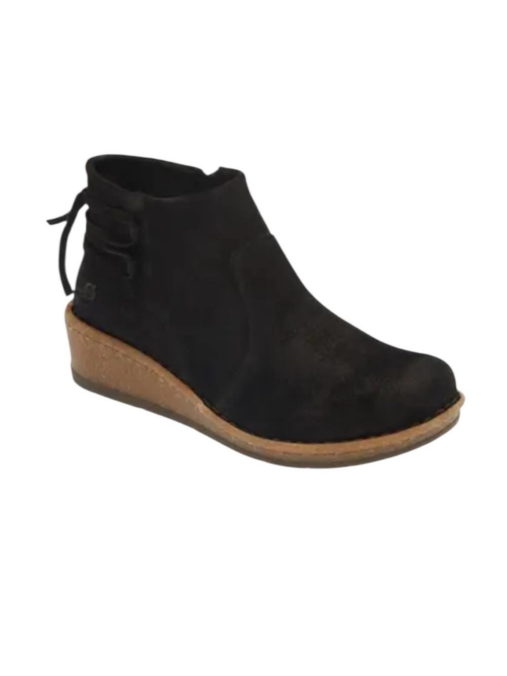 NWOT Born Viana Leather Black Wedge Suede Booties – Sz 8.5M